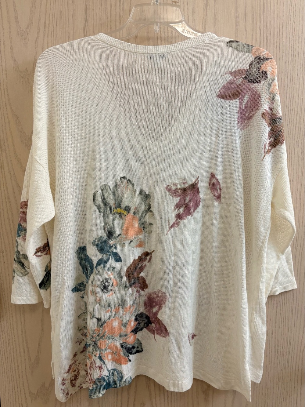 J. Jill Cream Floral V-Neck Knit Tunic - Picture 2 of 3